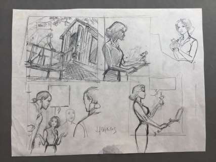 Charles, Jean-François  - Demi planche originale crayonnés - Personnage féminin + souris | Catawiki