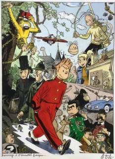 Robbedoes en Kwabbernoot -  Originele tekening voor een zeefdruk - Hommage aan Franquin (2012) | Catawiki