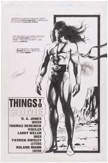 PROTECTORS #18 ORIGINAL ART TITLE SPLASH PAGE BY THOMAS DERENICK. | Hake’s