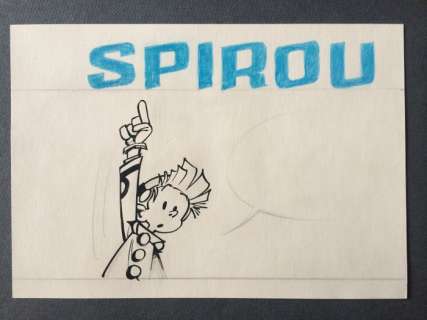 Franquin | Original drawing in Indian ink  - ’Spirou with raised finger’  - (early 1960s) | Catawiki