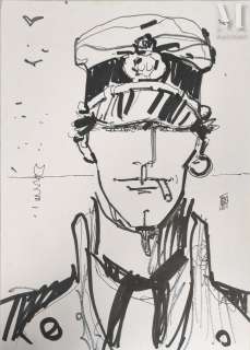 Babini, Stefano (Né En 1964) Corto Maltese | Encre sur papier pour ce portrait de Corto Maltese, signé. | Millon