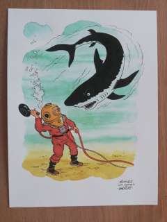 Rodier, Yves - Original drawing in watercolor - Homage to Hergé - Tintin - Le trésor de Rackham le Rouge  - (2016) | Catawiki