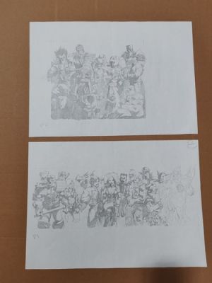 Kev Walker Original 2000ad Judge Dredd Comic Artwork ~ 2 Pages A3 Size Art Rare