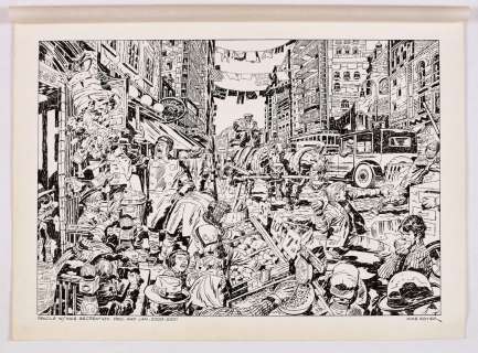 Mike Royers signed double-page recreation artwork (2001) of Jack Kirbys drawing… | Comic Book Auctions ltd