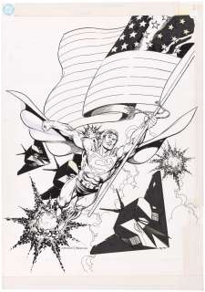 SUPERMAN: THE MAN OF STEEL SOURCEBOOK RPG BOOK COVER ORIGINAL ART BY DAN JURGENS. | Hake’s