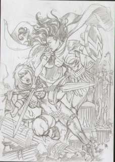 Adriano Batista - wonder woman vs red sonja battle commission