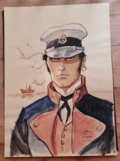 Corto Maltese - Tres grand format - Marini original artwork "Hommage Ã  Pratt - Corto" - EO - (2015) | Catawiki
