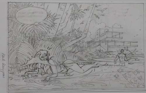 Kuijpers, Henk - Originele tekening (alternatief plaatje) - Franka in bikini op het strand (2009) | Catawiki