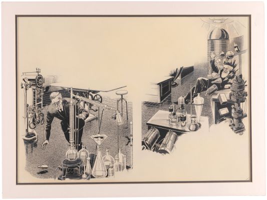 FAMOUS FANTASTIC MYSTERIES OCT. 1942 PULP MAGAZINE ORIGINAL ART BY FRANK R. PAUL. | Hake’s