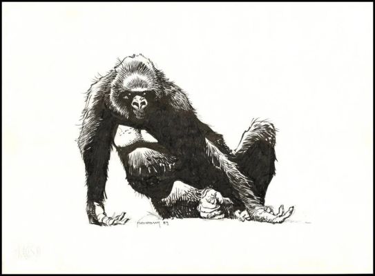 Lot 233 - Hermann. Illustration originale Gorille | BDEnchères