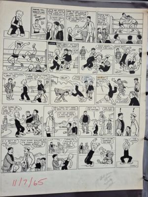 Dudley D Warkins signed Oor Wullie original comic artwork dated July 1965