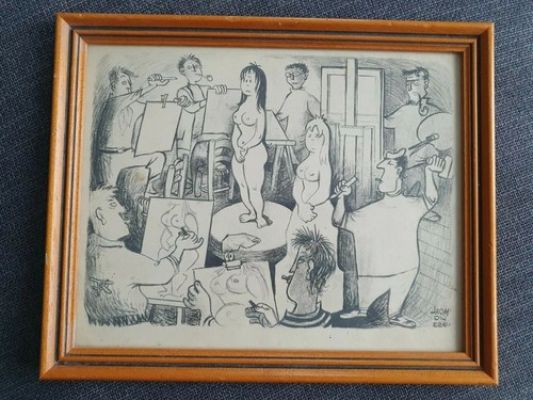 Dibujo Original HUMORÍSTICO/Marc Moallic /1953 "Taller De Bellas Artes" | eBay Europe (Buy It Now)