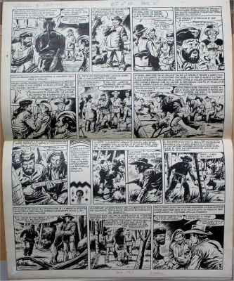 Nevio Zeccara | Tavola originale per Il Vittorioso ‘Territorio di Nord Ovest’. Cm. 50 x 65 circa, piegata in due. Anno 1956. Pagina 3. | Art e Fumetto