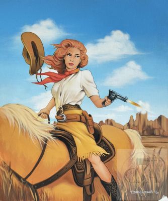 Nestler/Illustration originale sur le thème du western. Acrylique sur carton. Superbe qualité d‘exécution. Signé et daté 2016. TBE+. 32 X 37 cm - Lot 185 :