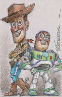 Toy Story - Sheriff Woody & Buzz Lightyear - Original Drawing - Joan Vizcarra - Art original | Catawiki