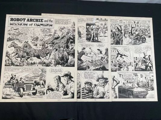 Lot 318 - ROBOT ARCHIE - 3 consecutive pages of original interior comic art from this series, which appeared | Excalibur Auctions