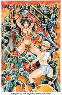 Unidentified Alternative Art Comic Artist - Devon Massey Cavewoman: Trouble for Two Variant Cover Original Art (Basement, 2016)....