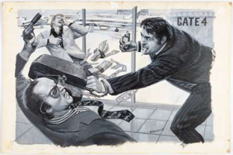 Pollen, Samson | Samson Pollen For Men Only Magazine August-1974 Double Page Painting Original Art (Magazine Management, 1974).... | Heritage