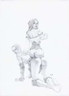 Sosa, Marcelo - Marcelo Sosa Leather and Lace: A Gallery Girls Collection Vol. 4 Pin-Up Illustration Original Art (SQP, 2004)....