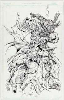 Robertson, Shelby - Shelby Robertson - Batman and Spider-Man Illustration Original Art (2002)....