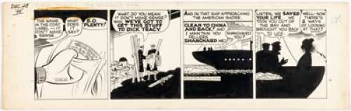 Gould, Chester | Chester Gould Dick Tracy Daily Comic Strip Original Art dated 12-28-45 (Chicago Tribune Syndicate, 1945). ... | Heritage