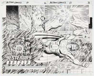 Guice, Jackson "Butch" | Jackson "Butch" Guice and Denis Rodier Action Comics #0 Double Splash Pages 2-3 Original Art (DC, 1994).... (Total: 2 Original Art) | Heritage