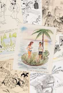 Ridgeway, Frank - Frank Ridgeway, F. M. Hutchins, and others - Various Gag Cartoon Illustration Original Art Group of 8 (c. 1892-1988).... (Total: 8 Original Art)