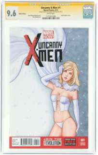 Conny Valentina - Uncanny X-Men #1 Sketch Cover - Signature Series Original Art (Marvel, 2013) CGC NM+ 9.6 White pag...