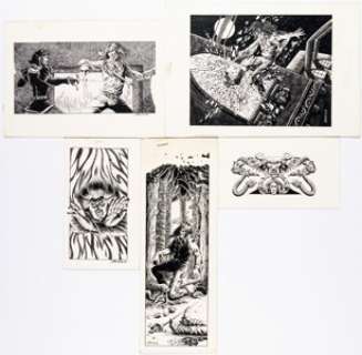 Herb Arnold - Ariel Fanzine #1 Solomon Kane Illustration Original Art Group of 5 (c. 1970s). (Total: 5 Original Art)