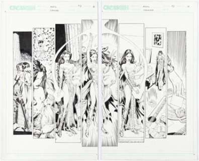Steve McNiven and Mark Lipka - Mystic #7 Double Page Spread 16-17 Original Art (Crossgen, 2001). (Total: 2 Original Art)