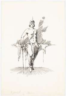 Roy G. Krenkel Planet of Peril Paperback Frontispiece Illustration Original Art (Ace, 1963). | Heritage