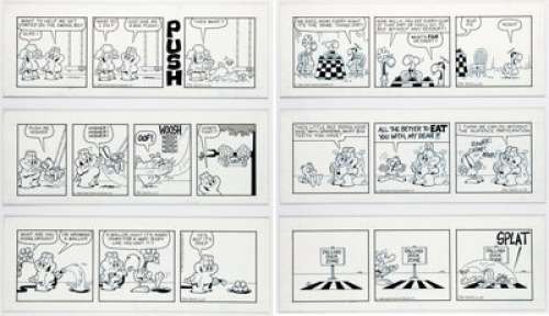 Jim Davis and Brett Koth U.S. Acres Consecutive Daily Comic Strips Original Art Group of 6 (United Features Syndicate, 1988). (Total: 6 Original Art) | Heritage