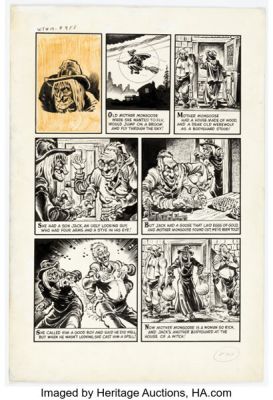 Howard Nostrand Witches Tales #19 "Mother Mongoose’s Nursery Crimes" Complete 1-Page Story Original Art (Harvey, 1953). | Heritage