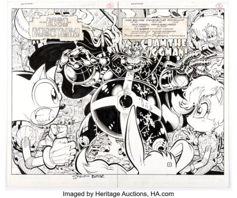 Steven Butler and Pam Eklund Sonic the Hedgehog #75 Double Splash Pages 2-3 Original Art (Archie, 1999). | Heritage