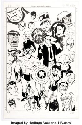 Anthony Castrillo Captain America Chronicles Unpublished Cartoon Promotional Illustration Original Art and Color Guide (Marvel, 1998). (Total: 2 Original Art)