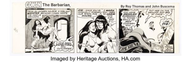 John Buscema Conan the Barbarian Daily Comic Strip Original Art dated 9-29-78 (Register and Tribune Syndicate, 1978). | Heritage