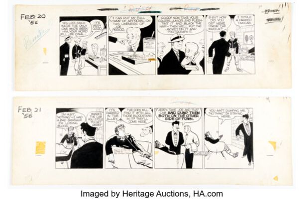Chester Gould Dick Tracy Consecutive Daily Comic Strips Original Art Group of 2 (Chicago Tribune, 1956). (Total: 2 Original Art) | Heritage