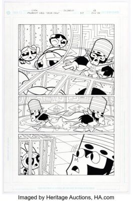 Phil Moy, Christopher Cook, and Mike DeCarlo The Powerpuff Girls #50 Story Page 13 Original Art (DC, 2004).