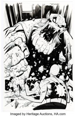 Ryan Ottley and Cliff Rathburn Amazing Spider-Man #41 (842) Gog Splash Page 20 Original Art (Marvel, 2020).