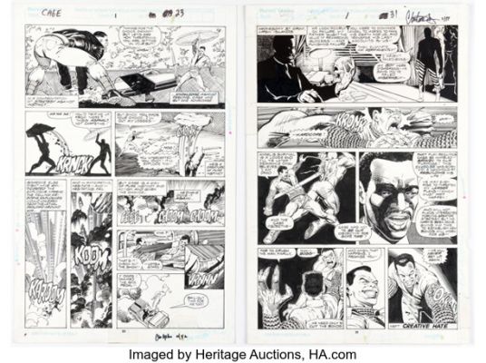 Dwayne Turner and Chris Ivy Cage #1 Story Pages 18 and 23 Original Art (Marvel, 1992). (Total: 2 Original Art)