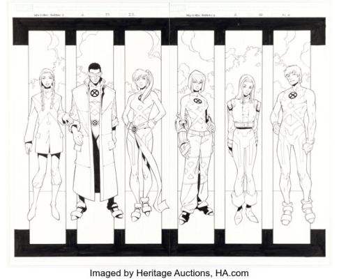 Randy Green and Rick Ketcham New X-Men #2 Double Splash Pages 21-22 Original Art (Marvel, 2004).