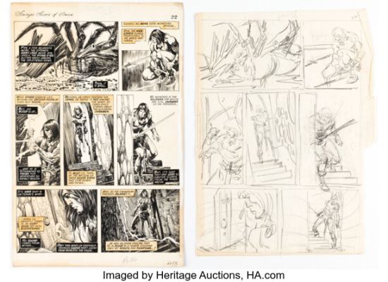 John Buscema and Alfredo Alcala The Savage Sword of Conan #24 Story Page 22 Original Art Group of 2 (Marvel, 1977). | Heritage