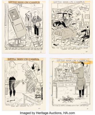 Dick Bibler Little Man On Campus Daily Comic Strip Original Art Group of 4 (c. 1960-1962). (Total: 4 Original Art) | Heritage