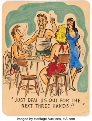 Peter Arno - Single Panel Gag Cartoon Illustration Original Art (undated).
