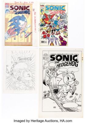 Archie Artist Sonic the Hedgehog #2 Unused Cover Preliminary Original Art and Production Material Group of 4 (Archie, 1993). (Total: 4 Items)