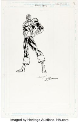 Mark Bagley and Scott Hanna - Baron Zemo Illustration Original Art (undated).
