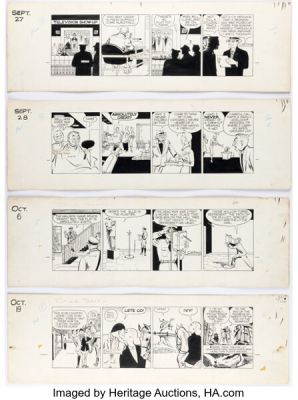 Chester Gould Dick Tracy Daily Comic Strips Original Art Group of 4 (Chicago Tribune, 1956). (Total: 4 Original Art) | Heritage