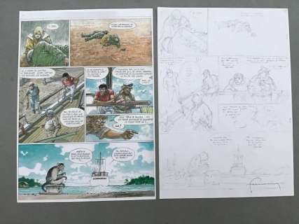 Hermann - Planche originale crayonnée - Bernard Prince - Menace sur le fleuve (2010) | Catawiki