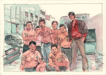 Bastien Vives | Corto Maltese - Illustration du livre"Le jour d’avant" - 33 - H:20 x L:29 - Encre et aquarelle - 2025 - | Manjari & Partners