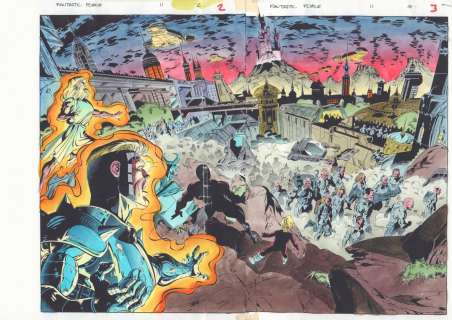 Dante Bastianoni, John Kalisz, Ralph Cabrera - Fantastic Force #11 Pgs. 2 & 3 Color Guide Art - Franklin Richards, Ego-Spawn, And Psi-Lord Dps - 1995